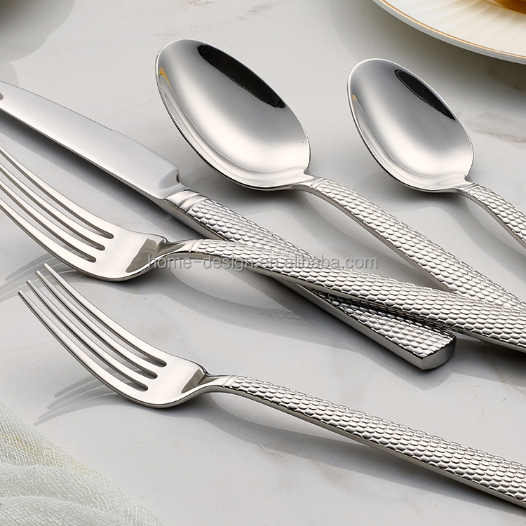 HighSS304 Stainless Steel Spoon and Fork Set with Mirror Polish Eco-Friendly Modern Cutlery for Hotel Wedding Kitchenware