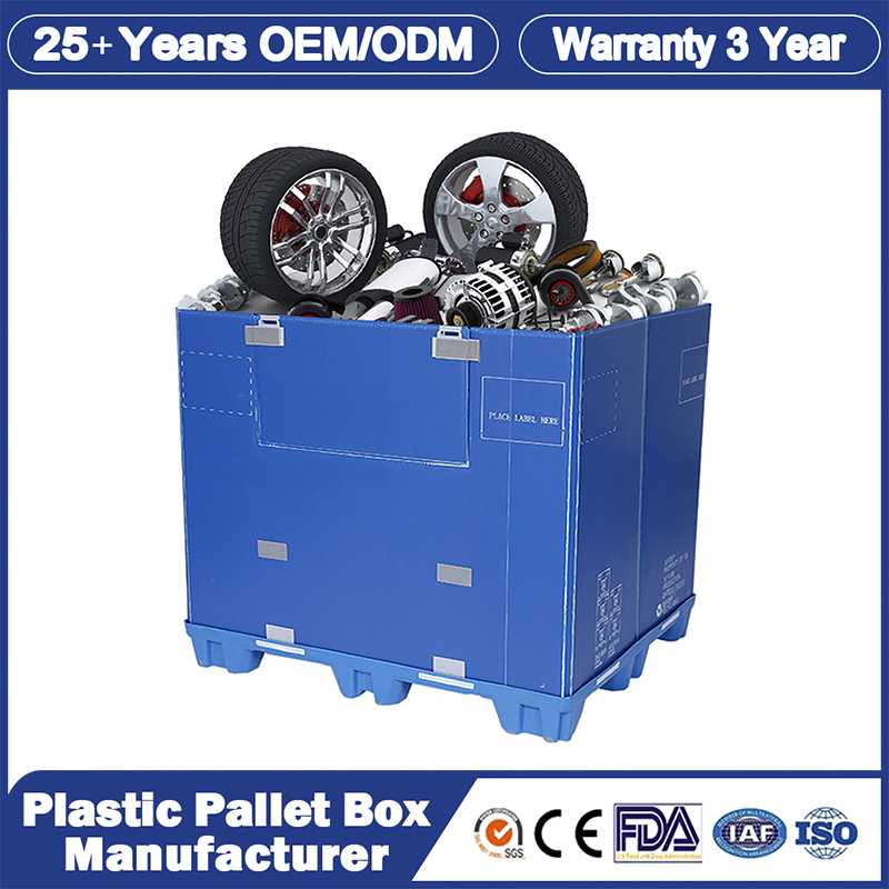 1200*1000*975mm/1200*1000*1000mm/1350*1150 Lightweight Customized Plastic Foldable Large Heavy Duty Pallet Collapsible Bulk Save Space Container with Lid