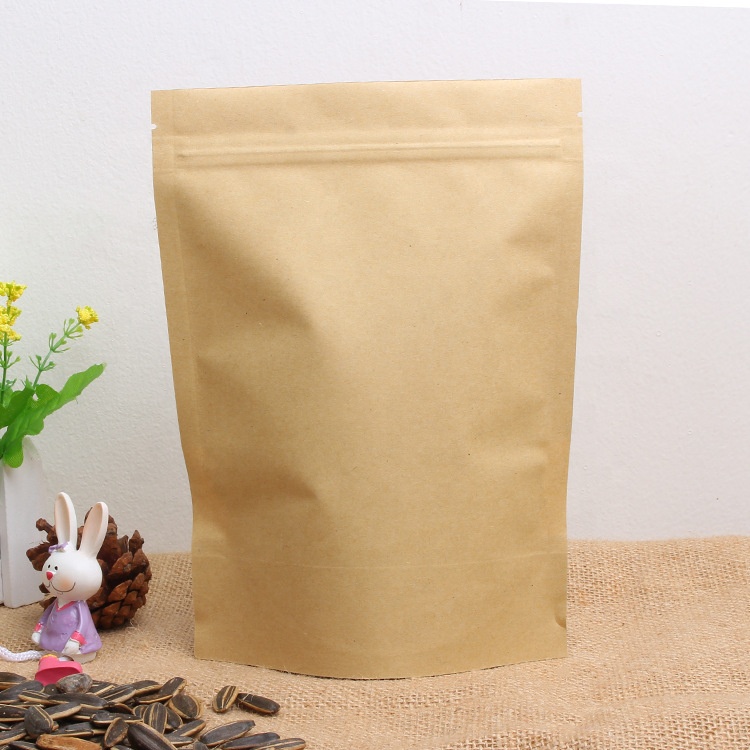 Stand up Brown Kraft Paper Resealable Ziplock Zipper Heat Sealable Food Storage Doypack Packaging Pouches Bag