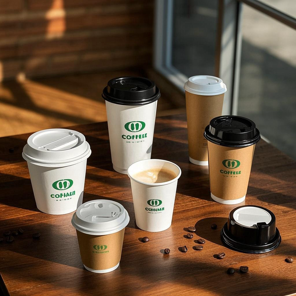 4oz/8oz/10oz/12oz/14oz/16oz Biodegradable Disposable Cafe Double Walls Coffee Paper Cup With Lid