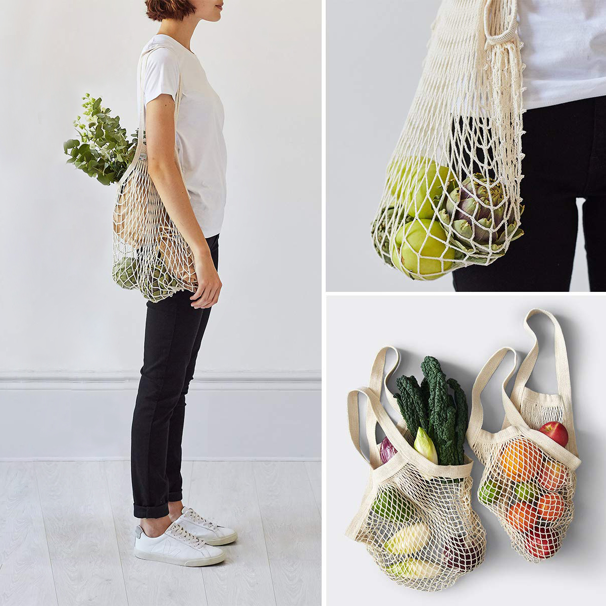 Best Selling Biodegradable Organic Cotton Mesh Shopping Bag Pure Cotton Vegetable Fruit Storage Mesh Bag with Custom Logo