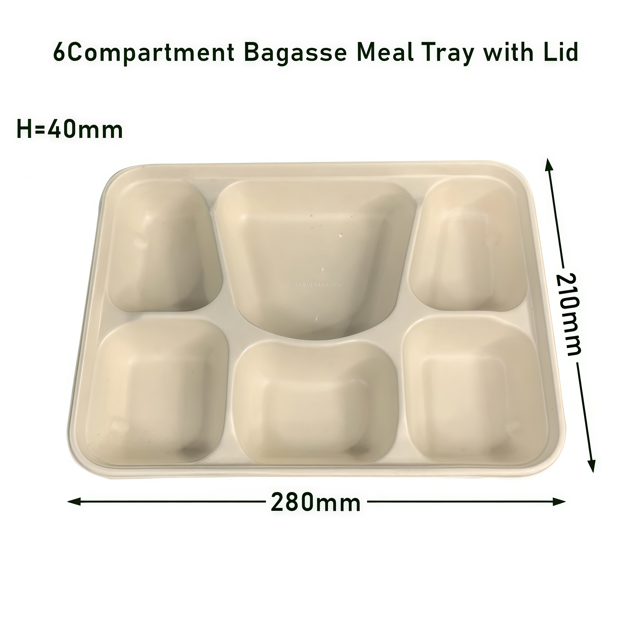 Kingwin Divided Compostable Bagasse Sugarcane Tray 6 Compartment Bagasse Eco Friendly Plates