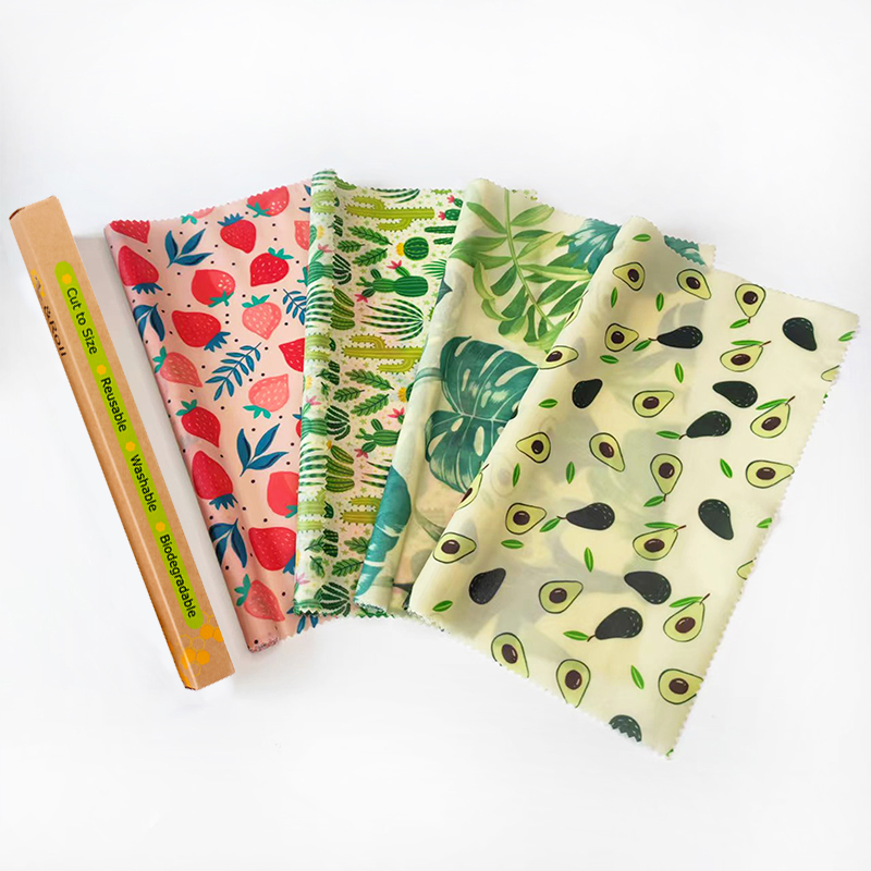 LFGB REACH Jumbo Roll Christmas Gift Wrapping Paper Cotton Fabric Beeswax Food Wraps Wholesale Rolls
