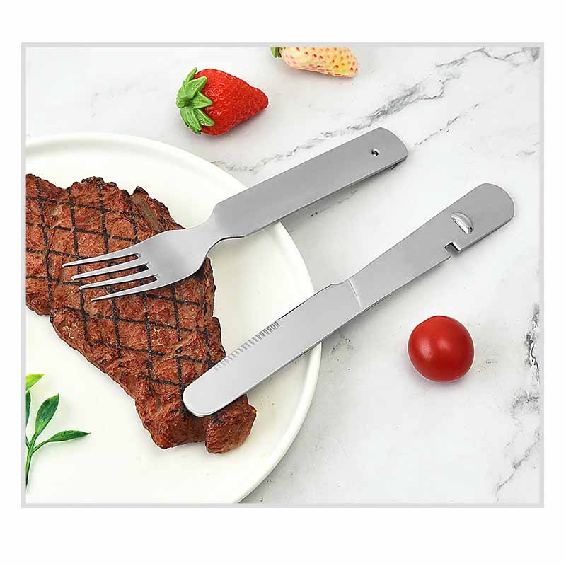 Portable 4-Piece Stainless Steel Cutlery Set Eco-Friendly Flatware for Family Camping and Outdoor Adventures