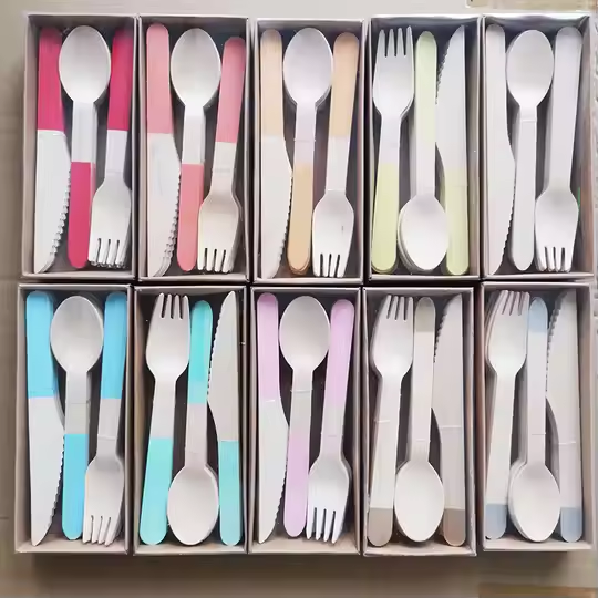 Biodegradable Disposable Cutlery Spoon Fork Knife Set Eco Cutlery With Paper