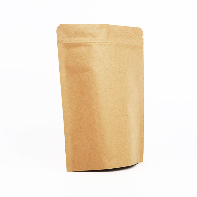 Custom Size Brown Ziplock Kraft Craft Paper Standing up Pouches Food Packaging Zipper Bags