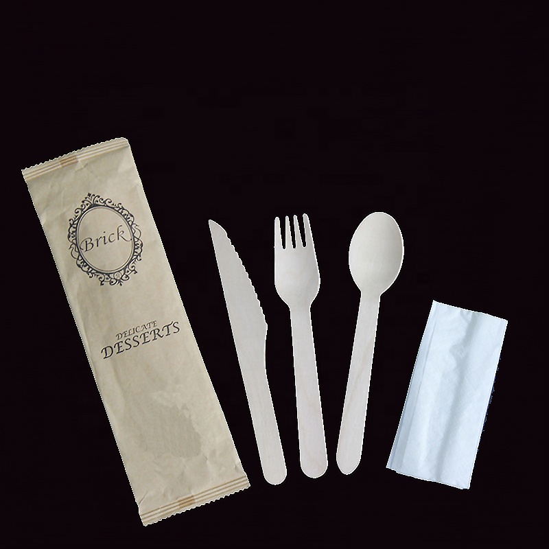 Compostable Utensils Disposable Wooden Cutlery Set Wood Flatware Set for Restaurant Eco-friendly Cutlery Set