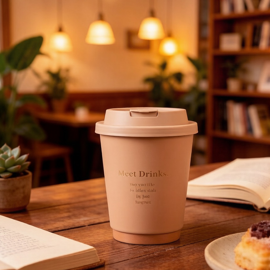 Custom Logo Biodegradable Double-Wall Disposable Coffee Cup Take-Away Lid Waterproof Single Shape Paper Cup for On-The-Go Use