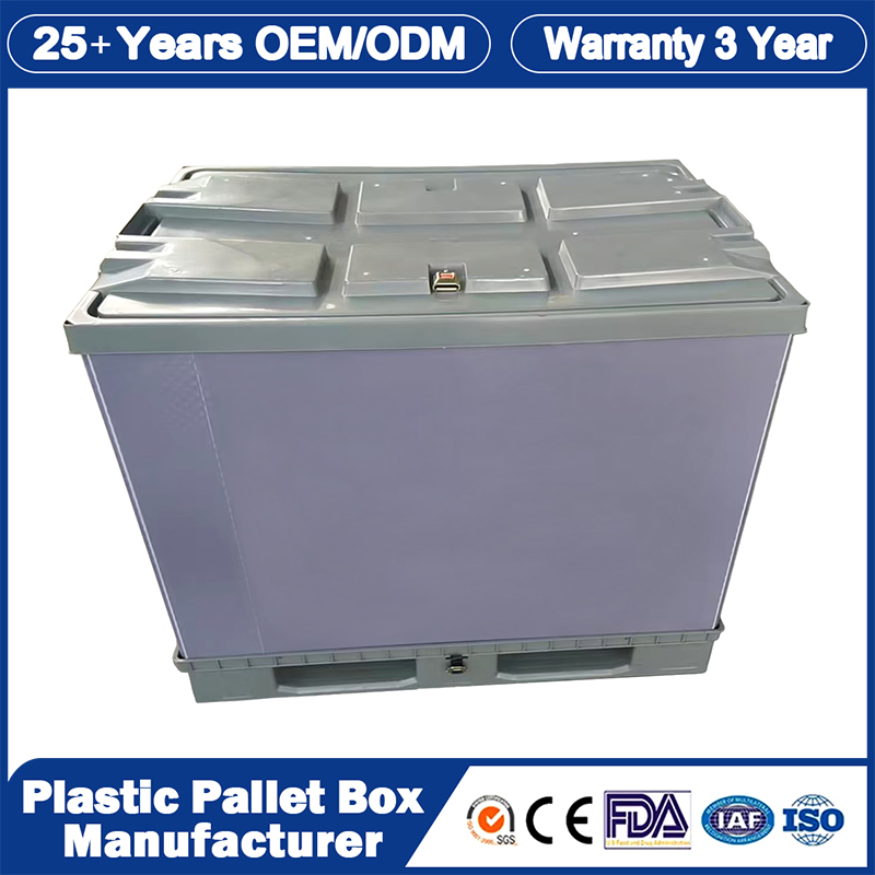 1200*1000*975mm/1200*1000*1000mm/1350*1150 Lightweight Customized Plastic Foldable Large Heavy Duty Pallet Collapsible Bulk Save Space Container with Lid