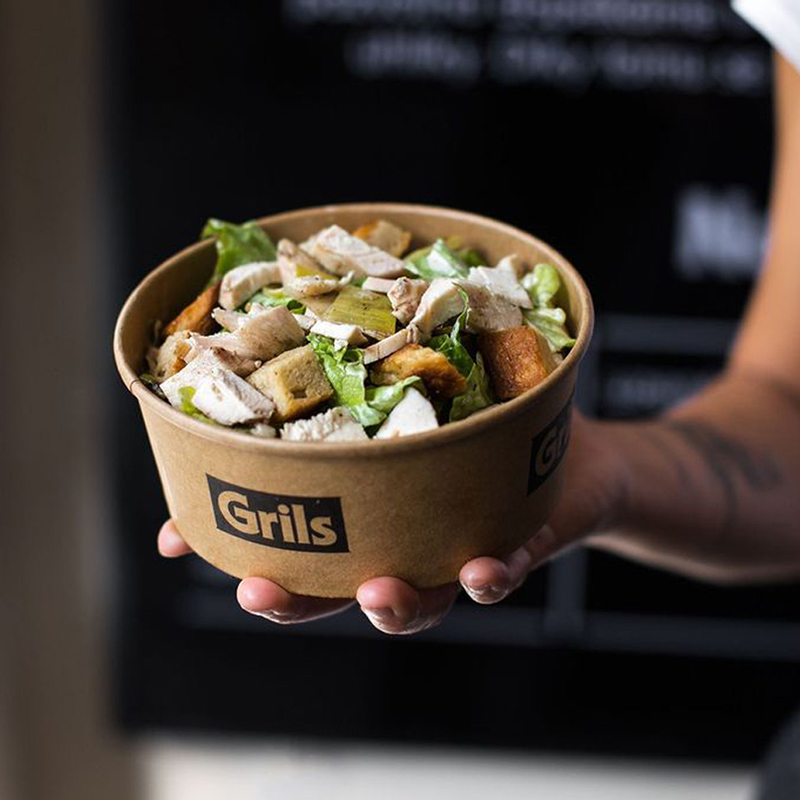 Custom Logo Disposable 500ml 750ml 1100ml 1300ml Craft Paper Salad Bowls Food Grade Biodegradable Paper Bowls For Noodles Salads