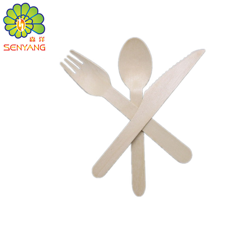 Eco-friendly Wooden Cutlery16cm Disposable Knife Spoon and Fork Biodegradable Wooden Bamboo Disposable Cutlery Set