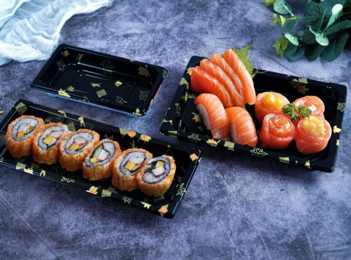 Customised Biodegradable Takeaway Containers Disposable Luxury Plastic Food Sushi to Go Packaging Box