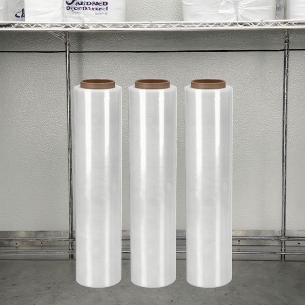 Portable Clear PE LLDPE Hand Wrapping Film Roll Moisture-Proof Soft Packaging Stretch Cast Shrink Wrap Food $1 Plastic