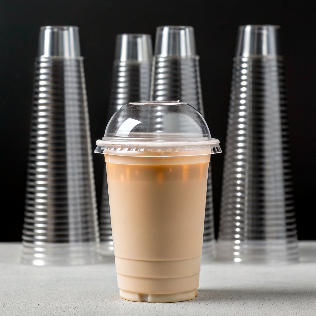 Custom Clear Disposable PET PP PLA Cups with Embossed Lids for Iced Coffee Boba Smoothie Milkshake Juice Takeaway &amp; Bubble Tea