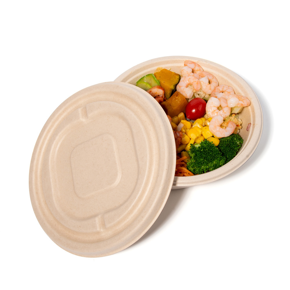 User-Friendly Round Sturdy Plant Based Compostable Food Bowls Takeout Bowls Food Container Salads Bowls with Lids