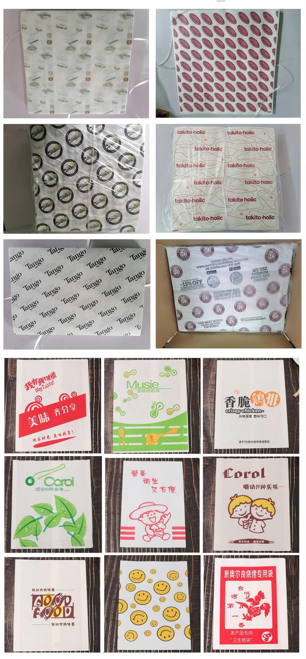 Greaseproof Reusable Wax Paper Custom Logo Restaurant Sandwich Burger Hamburger Food Wrapping Paper Wax Paper