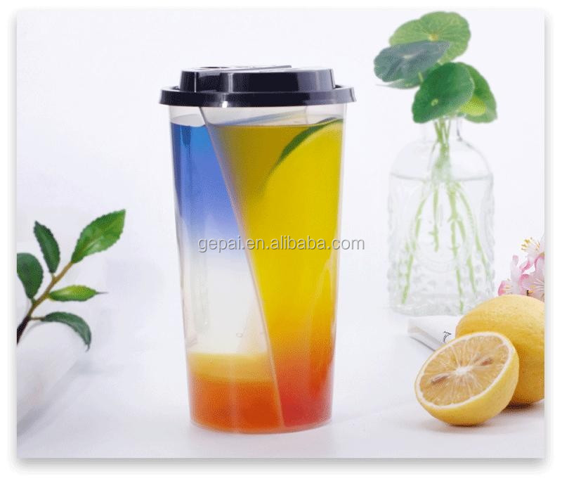 26oz Disposable PP Plastic Twin Split Coffee Cups With Lids 2 Compartment Household Drinkware For Parties CN