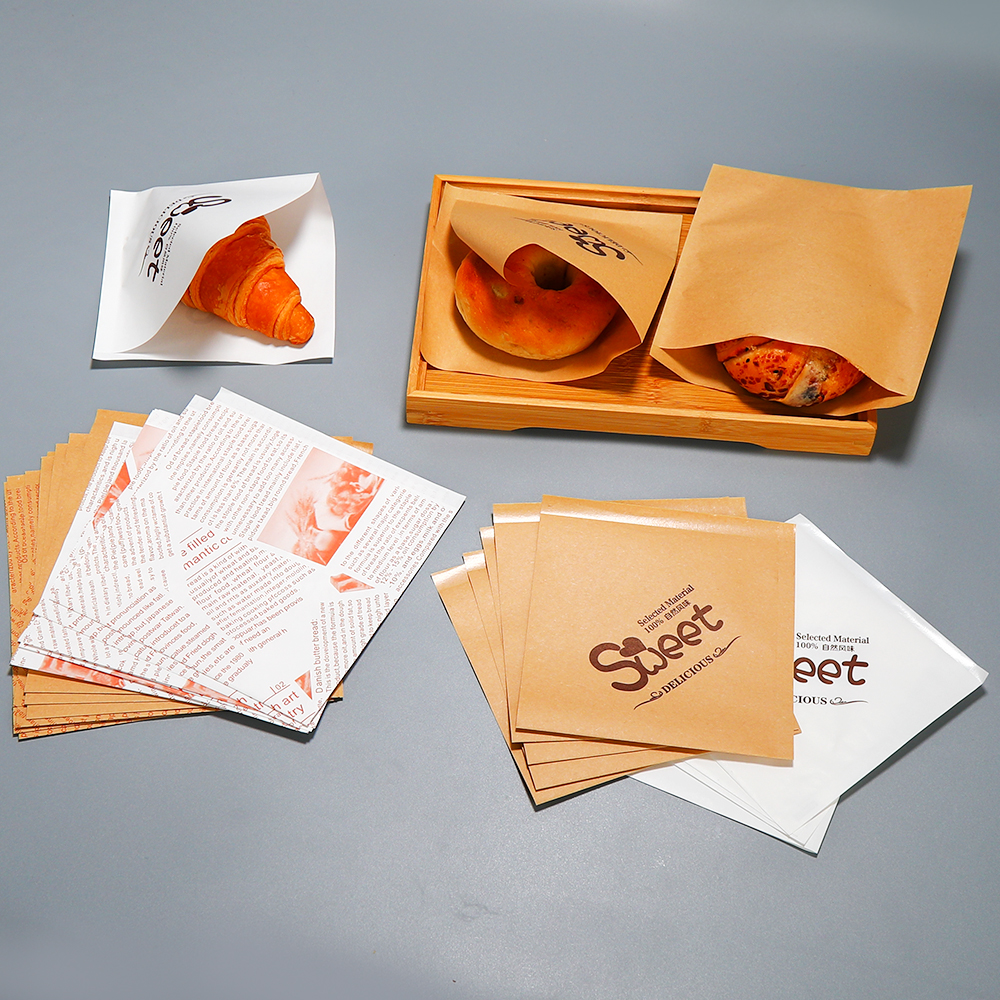 Custom Soft Pretzel Sandwich Wrappers Double Open Grease-Resistant Kraft Paper Bags for Snack Donuts Holder Croissant Paper Bag