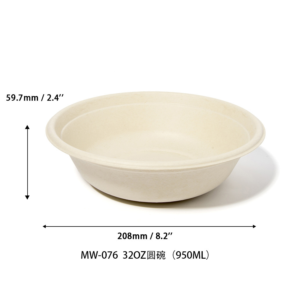 User-Friendly Round Sturdy Plant Based Compostable Food Bowls Takeout Bowls Food Container Salads Bowls with Lids