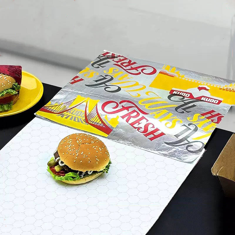 Customized Wrapping Waterproof Greaseproof For Food Grade Hamburger Sandwich Honeycomb Aluminum Foil Paper