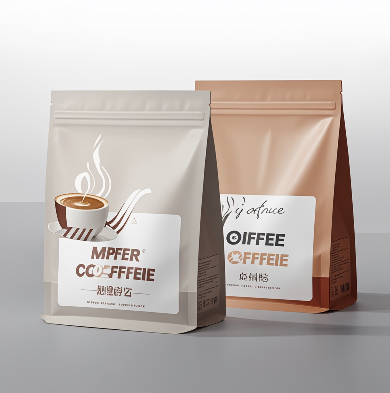 High Quality Custom Logo Matte Black Coffee Pouch Eight-Side Seal Portable Flat Bottom Bag For Food For Coffee Packaging