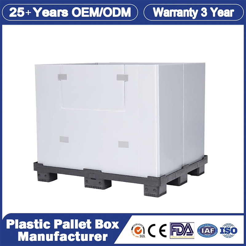 1200*1000*975mm/1200*1000*1000mm 3 Years Guarantee Customized PP Plastic Free Logo Printing Folding Collapsible Pallet Box Container for Machinery Industry