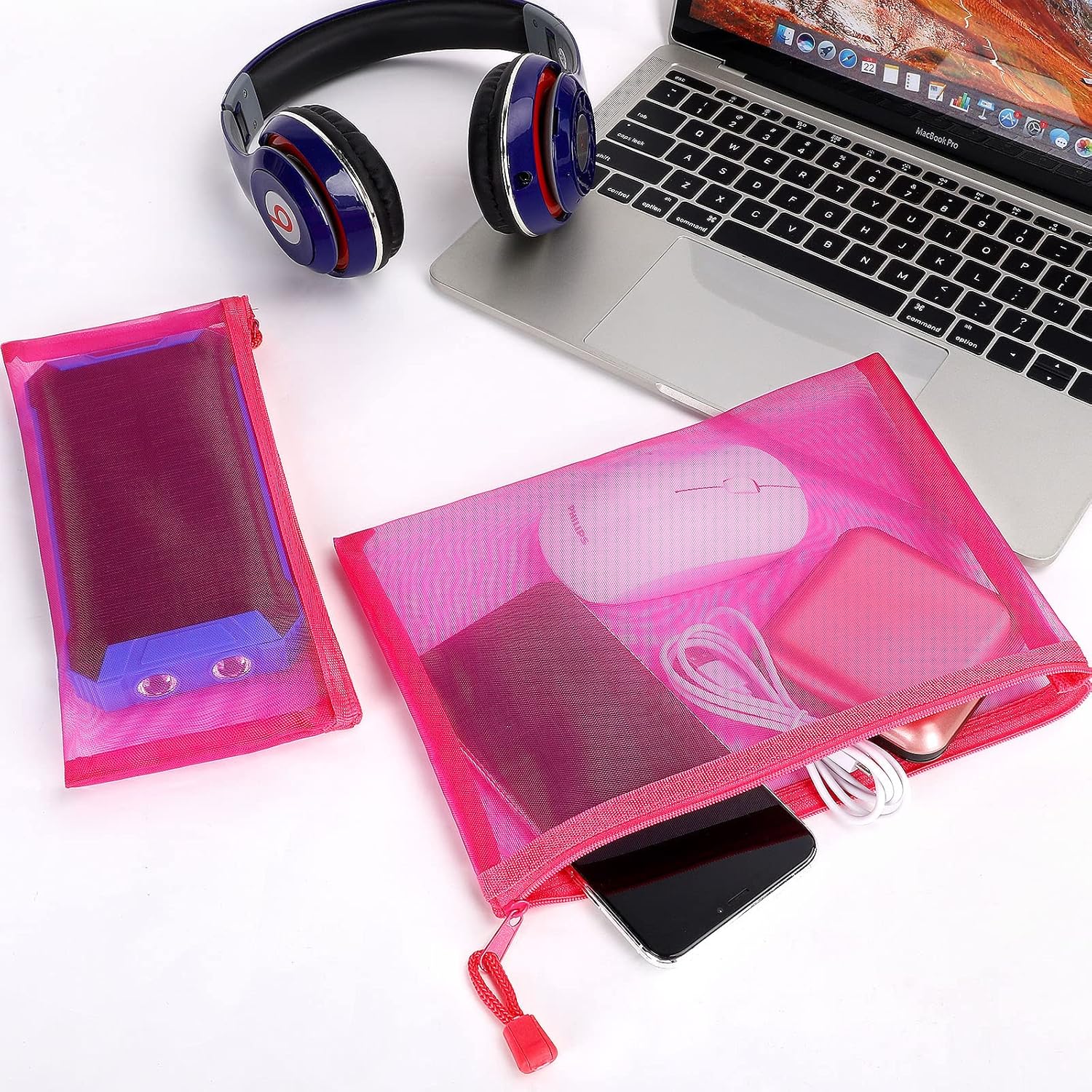 Custom Wholesale Pouch Custom Plastic Zip File Folders Nylon Mesh Zipper Pouch Bag For Organize Cosmetics, Skincare Products