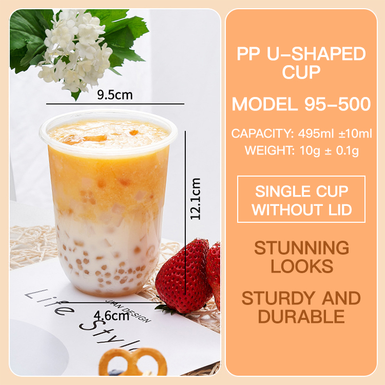 Personalized 95mm 360ml 500ml 600ml 12oz 16oz 24oz Disposable Clear PLA PET PP Plastic Cup With Lid