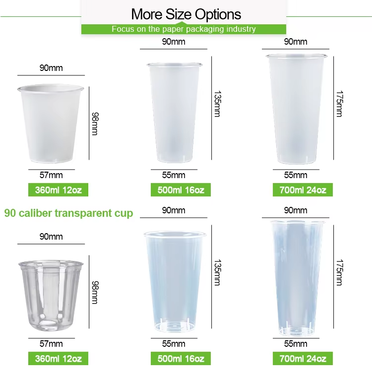 Custom Logo Clear Disposable Single Wall PET Plastic Cups 90mm Diameter 12oz 16oz 22oz 32oz For Iced Coffee Juice Cold Drinks