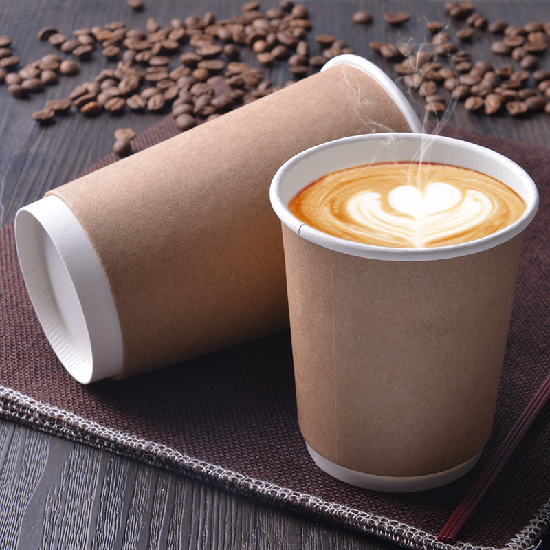2024 Custom Logo Printed Disposable Double Wall Packaging Paper Cups With Lids 12oz 16oz Coffee Bubble Tea Paper Cups PP Lid