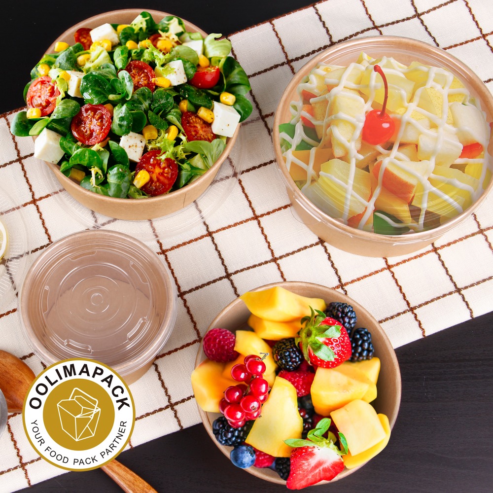 Best Price Disposable Fruit Salad Container Eco Friendly Salad Mixing Bowl To Go With Cover Custom Salad Bowl With Lid
