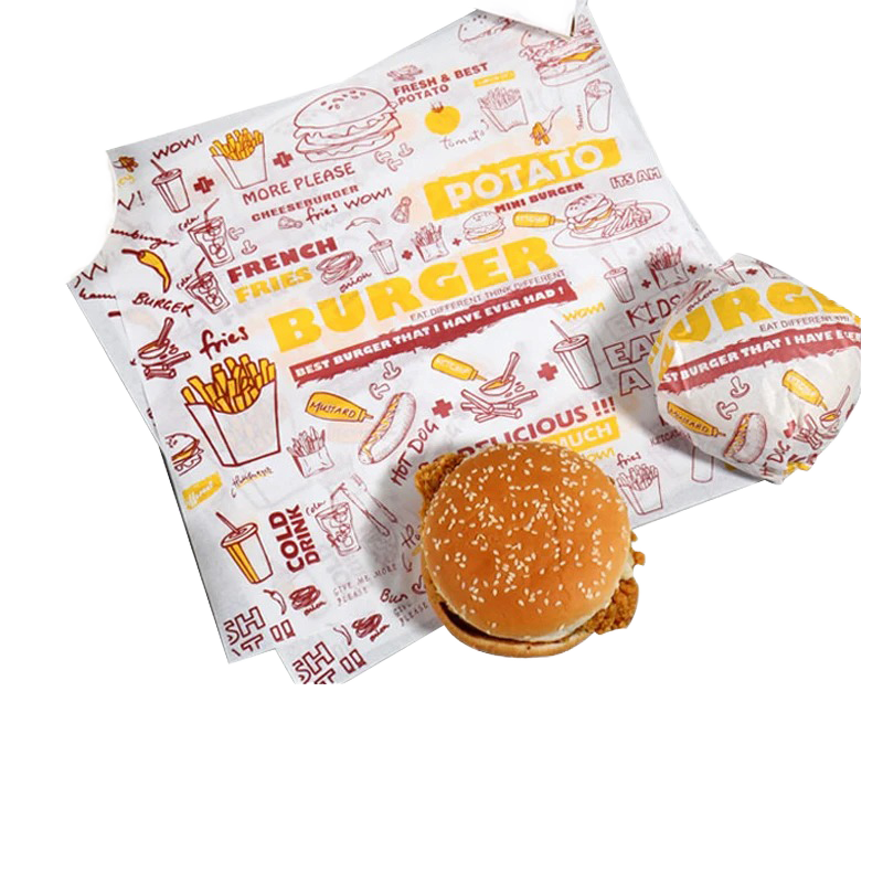 Custom Printed Grease-Proof Biodegradable Butter Wrapping Paper Coated Sandwich Wax Packaging For Burgers And Food