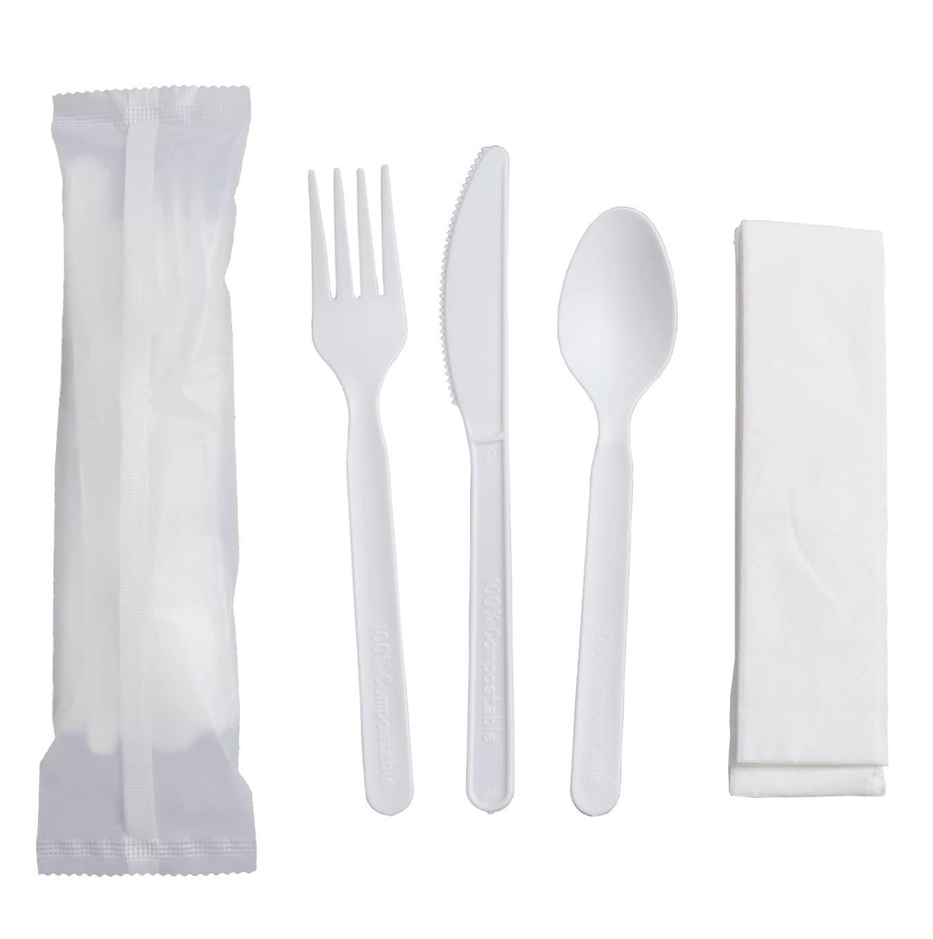 ECOLIFE Biodegradable Cornstarch Cutlery Set Disposable Fork Knife Spoon Heat Resistant Food Grade Eco-Friendly Tableware for
