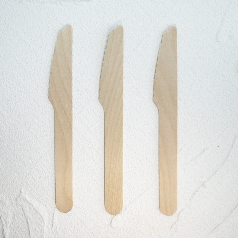 Disposable Eco-Friendly Birch Wood Cutlery Set Food Grade Recyclable Biodegradable Knife Tableware for Party Catering Picnic