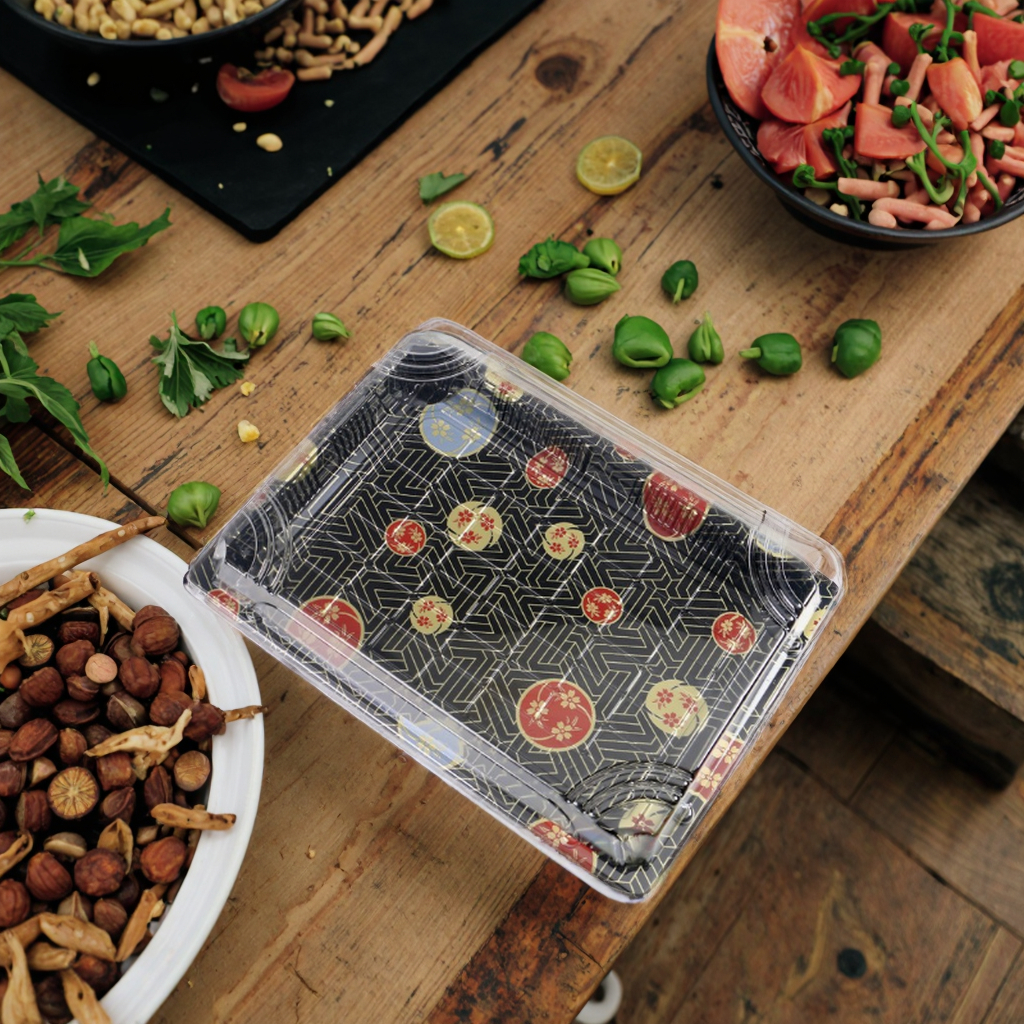 Customised Biodegradable Takeaway Containers Disposable Luxury Plastic Food Sushi to Go Packaging Box