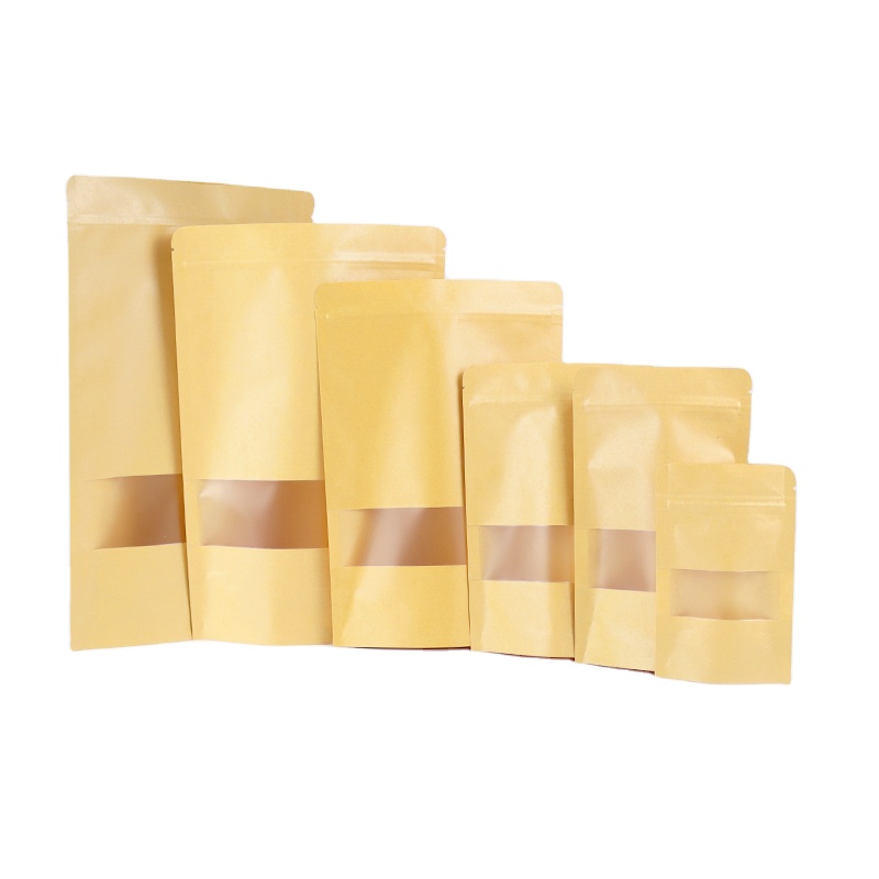 Customized Ziplock Brown Kraft Craft Paper Standing up Pouches Food Packaging