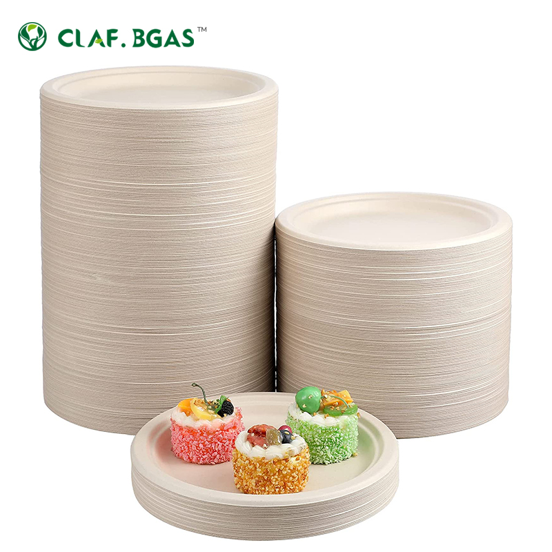 Eco-friendly Degradable Biodegradable Compostable 9 Inch Dinner Party Sugar Cane Pulp Sugarcane Bagasse Disposable Paper Plate