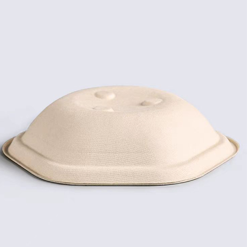 Disposable Environmentally Friendly Sugarcane Paper Biodegradable Lunch Box Salad Bowl with Embossing 90-Day Degradation