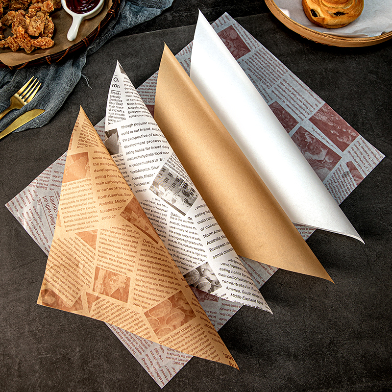 Custom Logo Printing Hamburger Packaging Grease Proof Tissue Paper Sandwich Wrapping Greaseproof Shawarma Food Grade Wax Paper