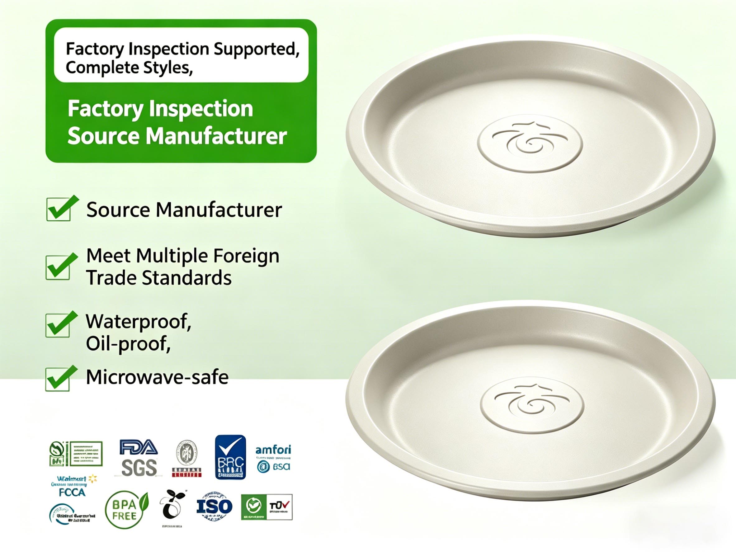 Disposable Eco-Friendly Rice Husk Plates for Camping 100% Compostable Biodegradable Microwavable Refrigerator-Safe Dessert
