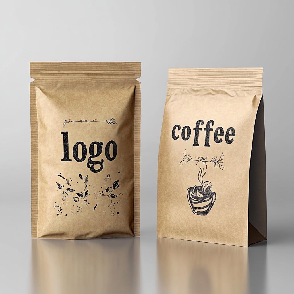 Customized Anti Slip Matte 250g 500g Kraft Paper Bags Recyclable Zippers Stand-Up Pouch Coffee Packaging Bags with Logo