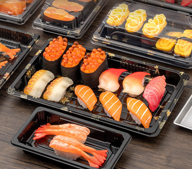 Customised Biodegradable Takeaway Containers Disposable Luxury Plastic Food Sushi to Go Packaging Box