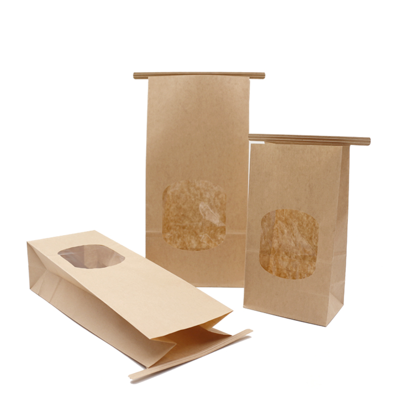 Brown Kraft Food Packaging Paper Bag With Window