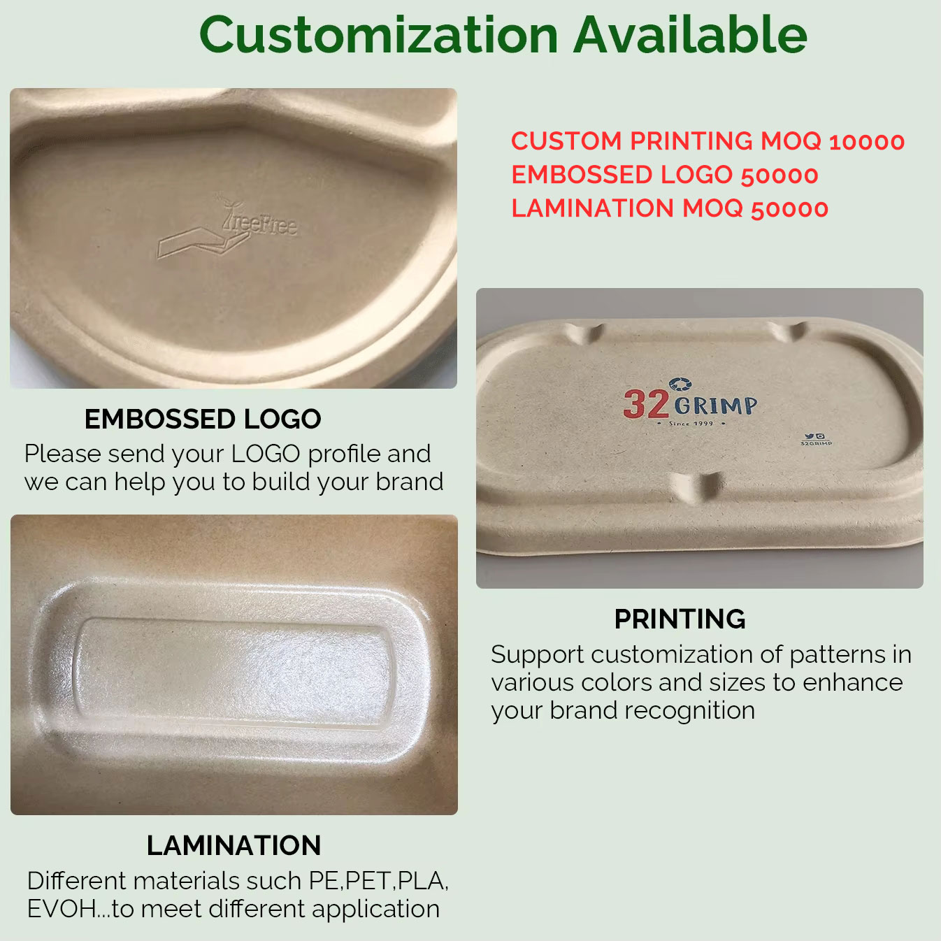 VVG Eco Disposable Oval Sugarcane Bagasse Plates Biodegradable Compostable Paper Plates for BBQ Camping Party Commercial Use