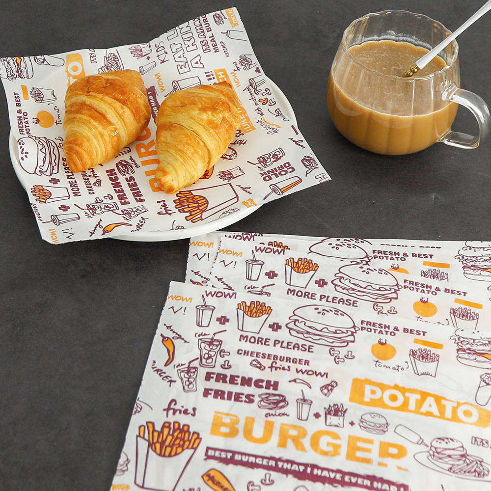 Custom 12" X 12" Grease Proof Brown Food Paper Wax Wrap Paper Sheets For Sandwich Burger Wrapping Paper 500PCS