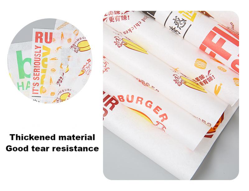 Food Grade Greaseproof Papers Oil-Proof Wrapping Wax Wrap Paper for BBQ Sandwich Hamburgers