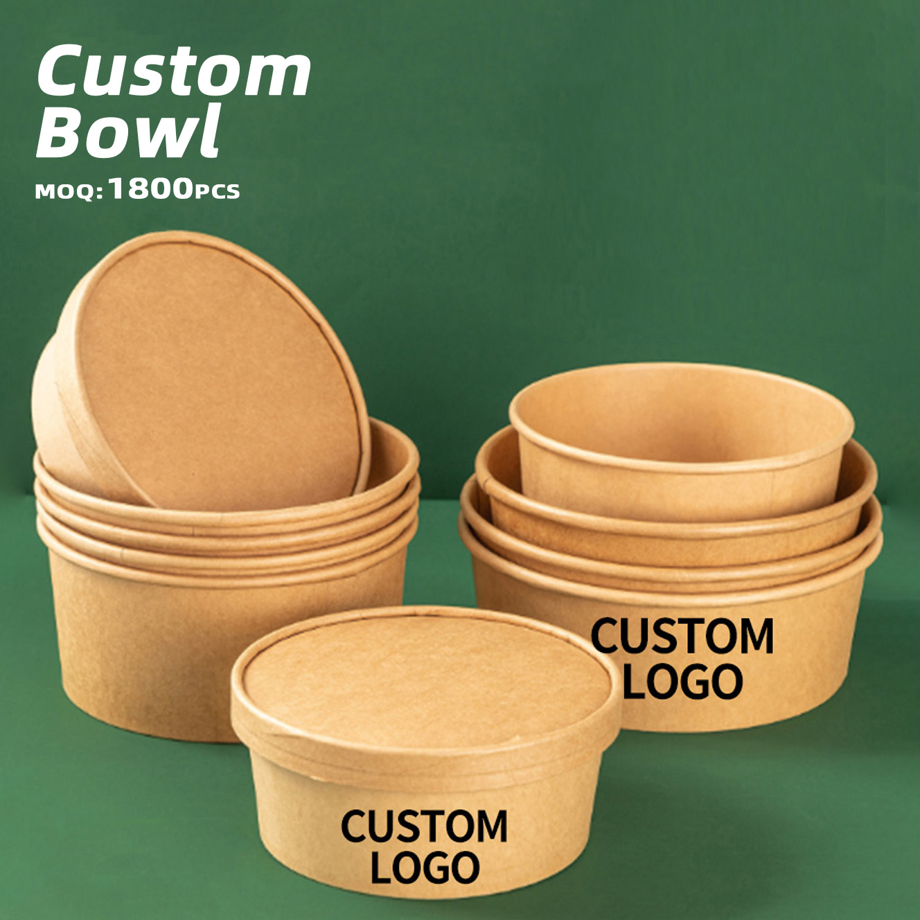 Jiehui Direct Supply Custom Logo Disposable Kraft Paper Lids Leak-Proof Food Packaging Containers Paper Plate &amp; Bowls