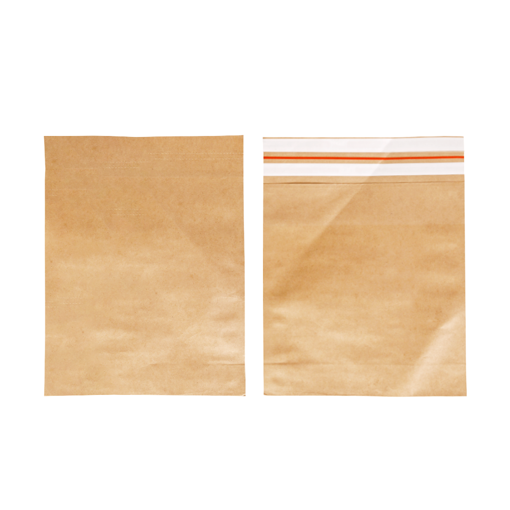 Recyclable Brown Kraft Paper Bag With Self-Adhesive Tear Line Custom Logo For Clothing Shoes Food Crafts Mail Shipping
