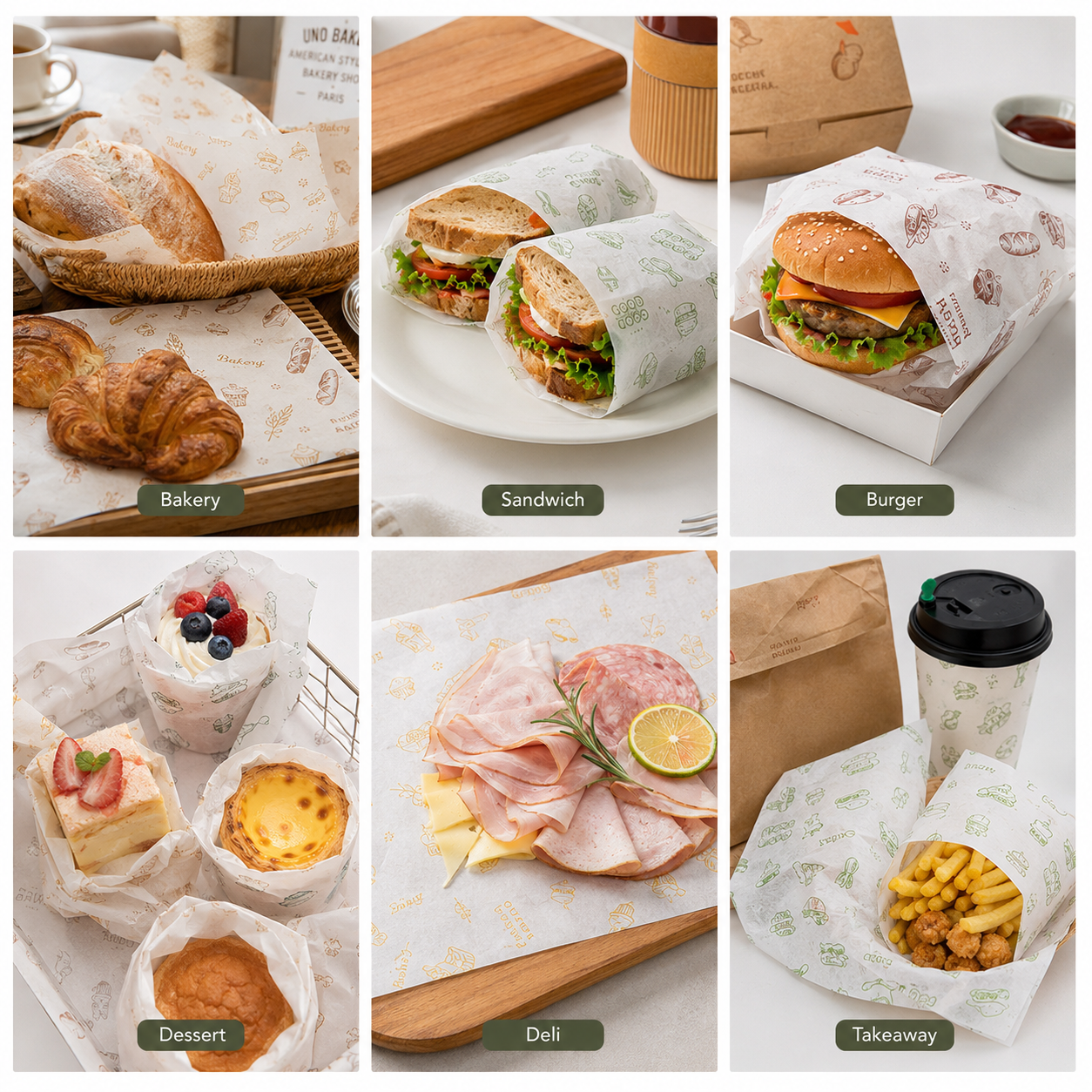 Logo Roll for Restaurant Cutting and Packing with Customize Logo Finish Wholesale Food Wrap Supply Wax Paper