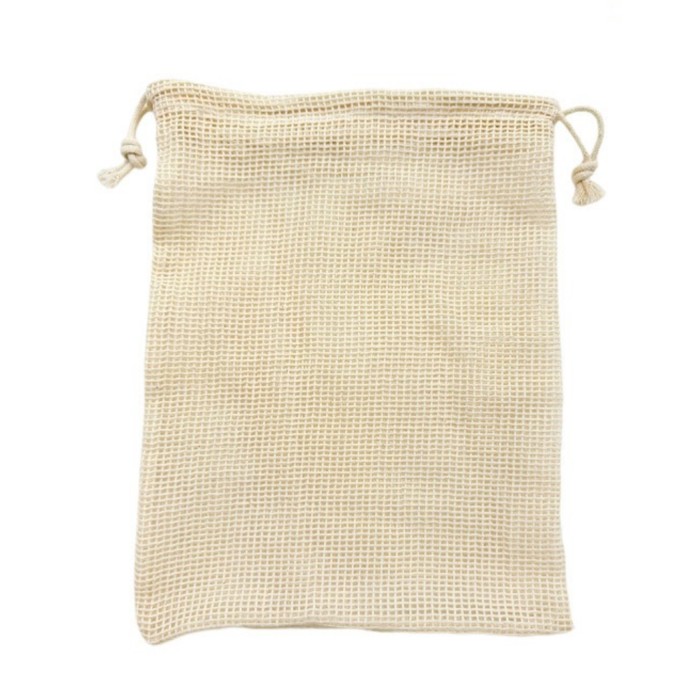 Custom Logo Reusable Recyclable Organic Cotton Mesh Bag Drawstring Packaging Favors for Soap Fruit Vegetable